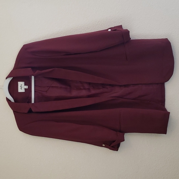 Daytrip | Burgundy Maroon Blazer with Pockets and Silver Accents | Size Small - Picture 2 of 12